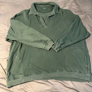 Aerie Deep Green Collared Pullover